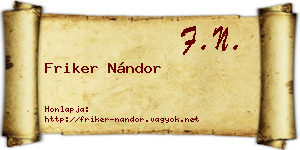Friker Nándor névjegykártya