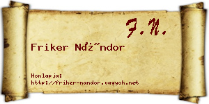 Friker Nándor névjegykártya